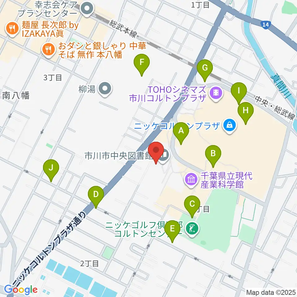 市川市文学ミュージアム周辺の駐車場・コインパーキング一覧地図