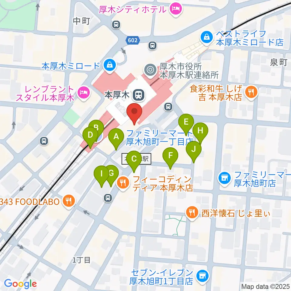 新堀ギター音楽院 本厚木教室周辺の駐車場・コインパーキング一覧地図