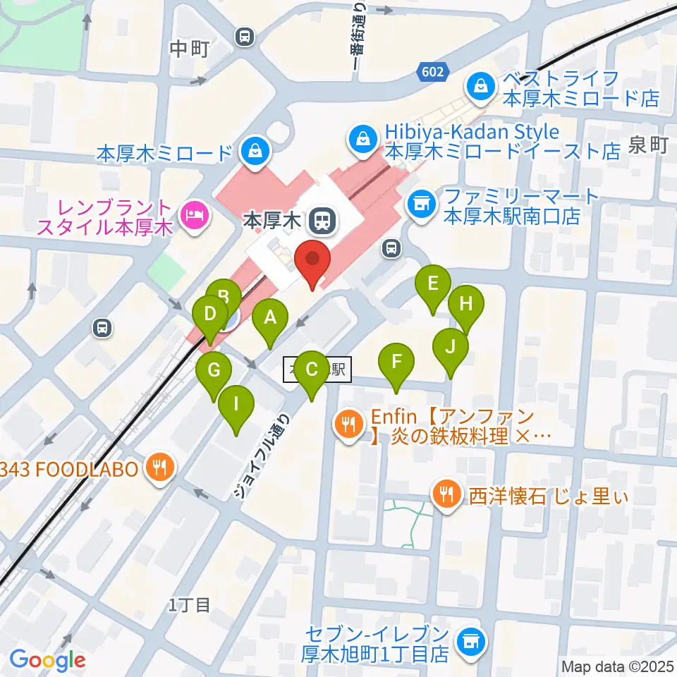 新堀ギター音楽院 本厚木教室周辺の駐車場・コインパーキング一覧地図