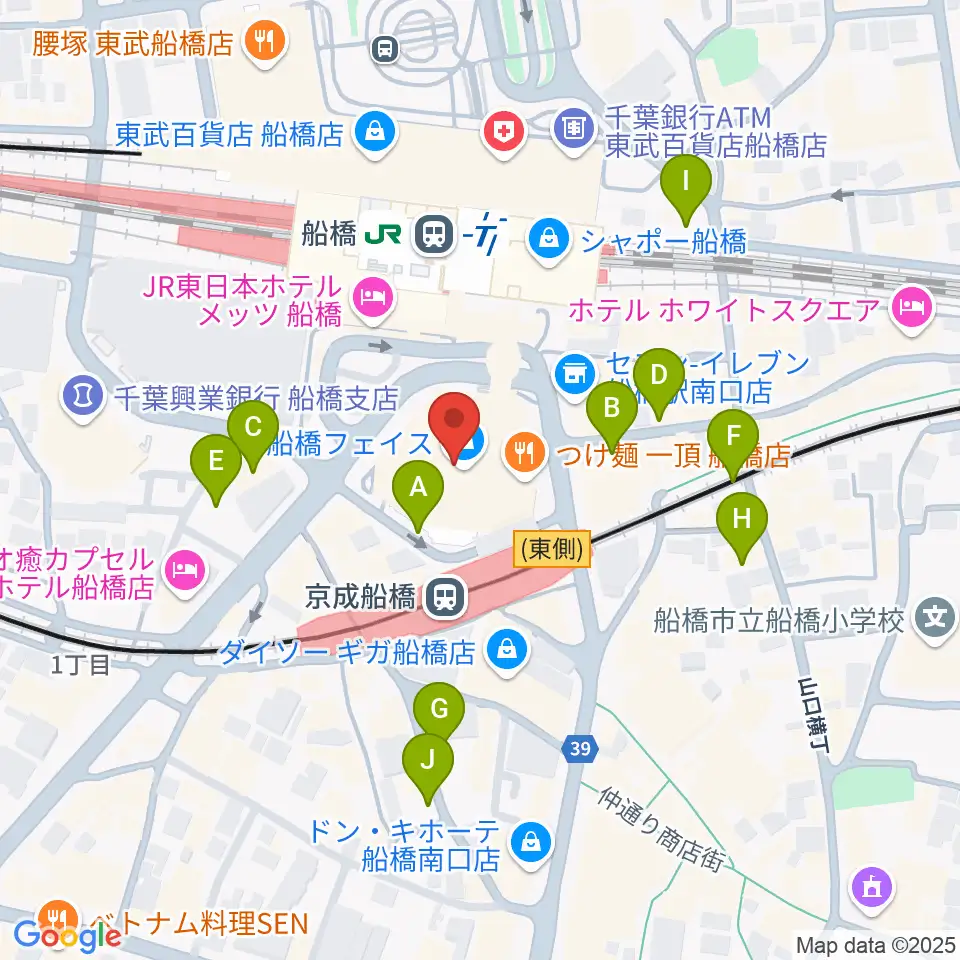 船橋市民文化創造館 きららホール周辺の駐車場・コインパーキング一覧地図