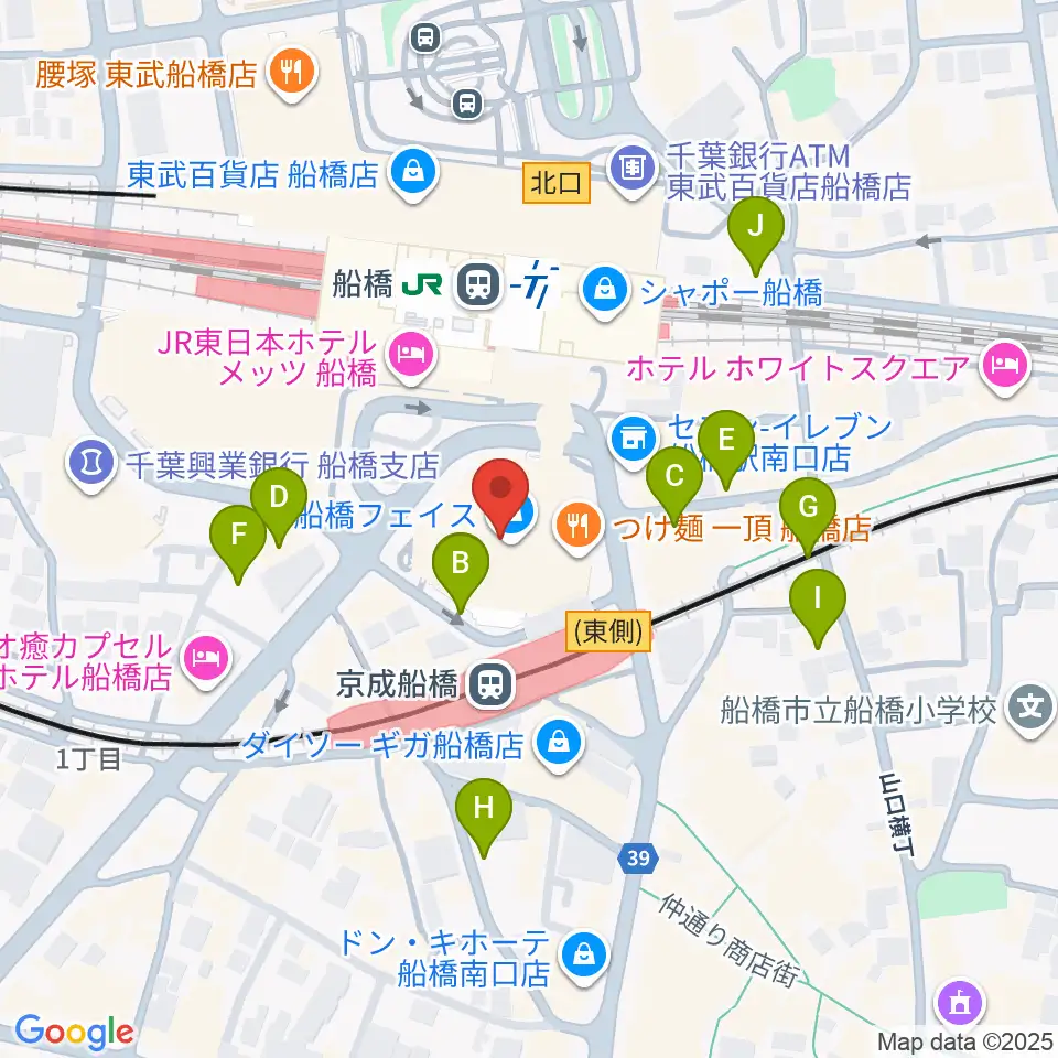 船橋市民文化創造館 きららホール周辺の駐車場・コインパーキング一覧地図