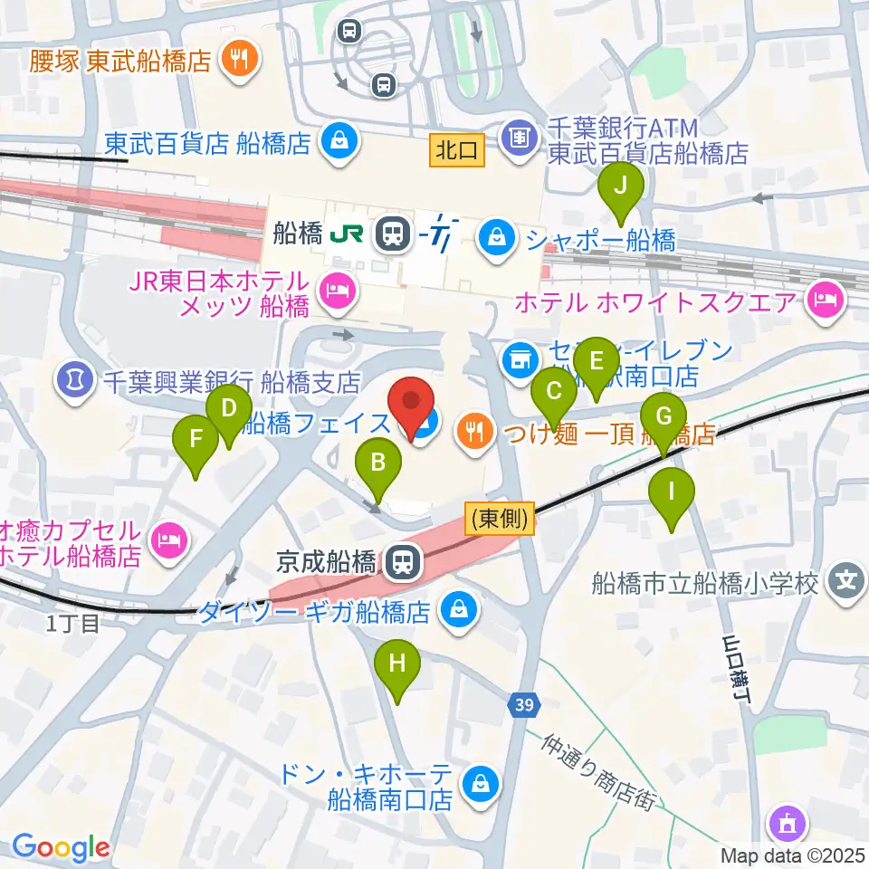 船橋市民文化創造館 きららホール周辺の駐車場・コインパーキング一覧地図