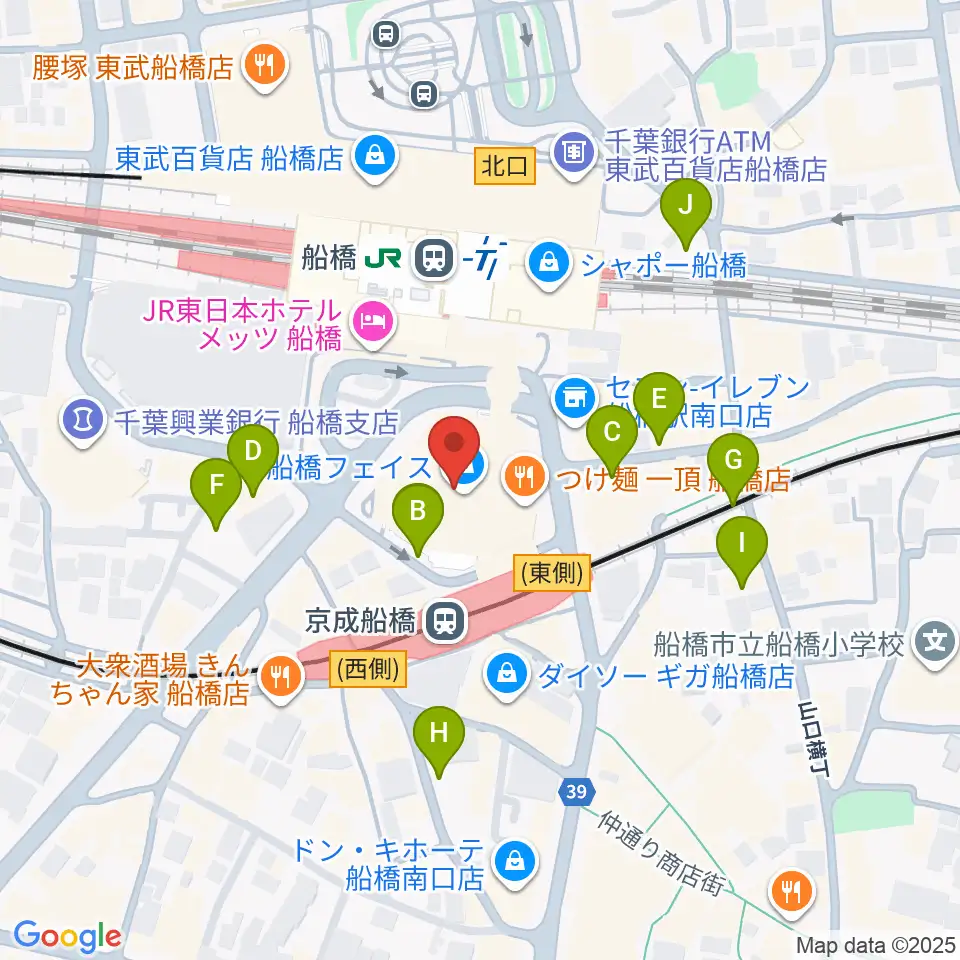 船橋市民文化創造館 きららホール周辺の駐車場・コインパーキング一覧地図