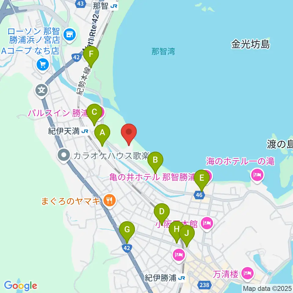 那智勝浦町体育文化会館周辺の駐車場・コインパーキング一覧地図