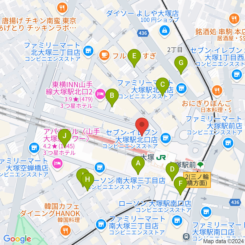 スタジオ音楽館 大塚駅前店周辺の駐車場・コインパーキング一覧地図