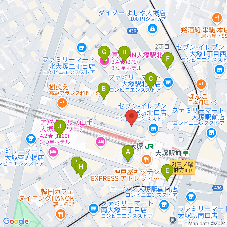 スタジオ音楽館 大塚駅前店周辺の駐車場・コインパーキング一覧地図