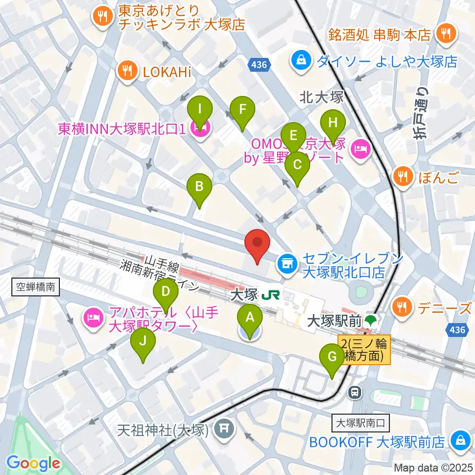 スタジオ音楽館 大塚駅前店周辺の駐車場・コインパーキング一覧地図