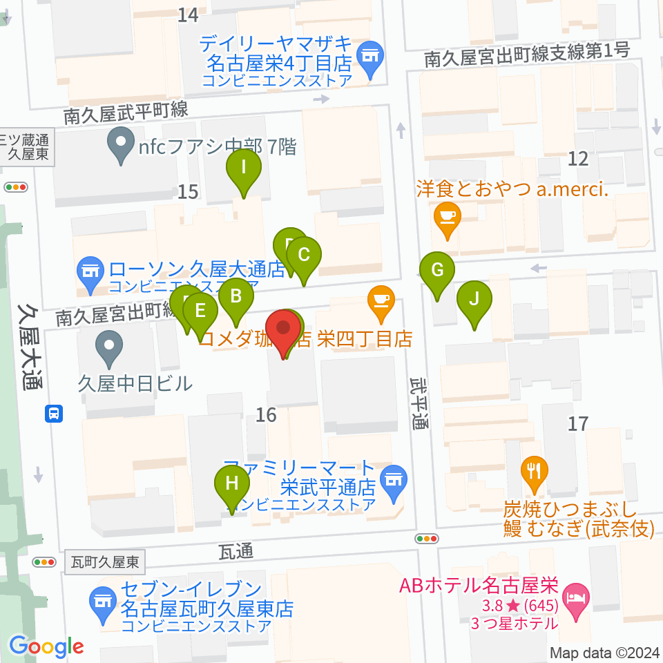 Sakae Base周辺の駐車場・コインパーキング一覧地図