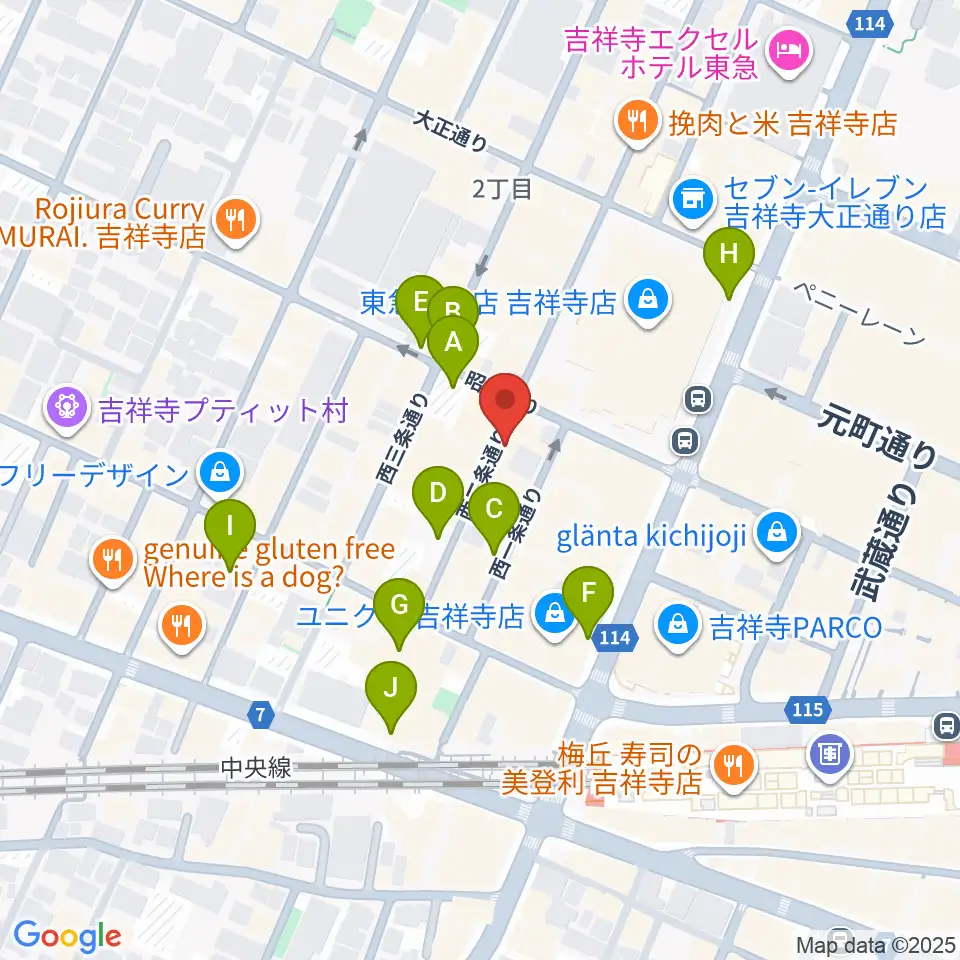 吉祥寺シルバーエレファント周辺の駐車場・コインパーキング一覧地図