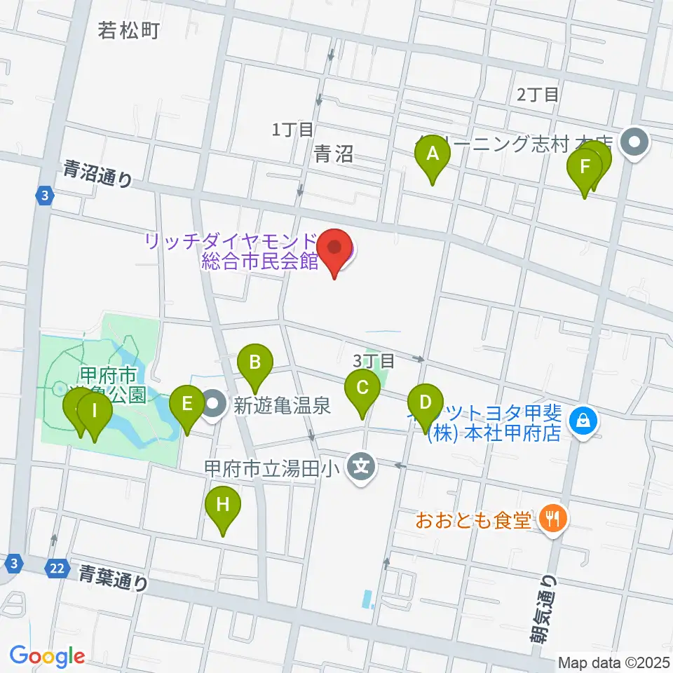 リッチダイヤモンド総合市民会館周辺の駐車場・コインパーキング一覧地図