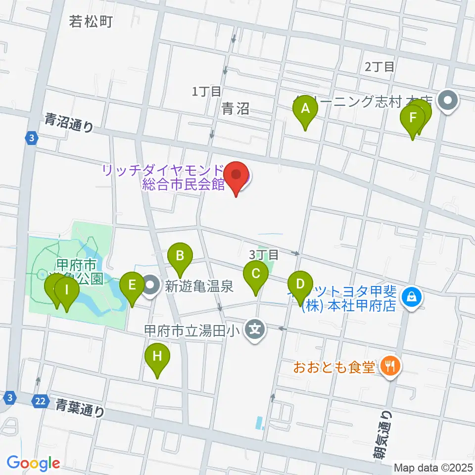 リッチダイヤモンド総合市民会館周辺の駐車場・コインパーキング一覧地図