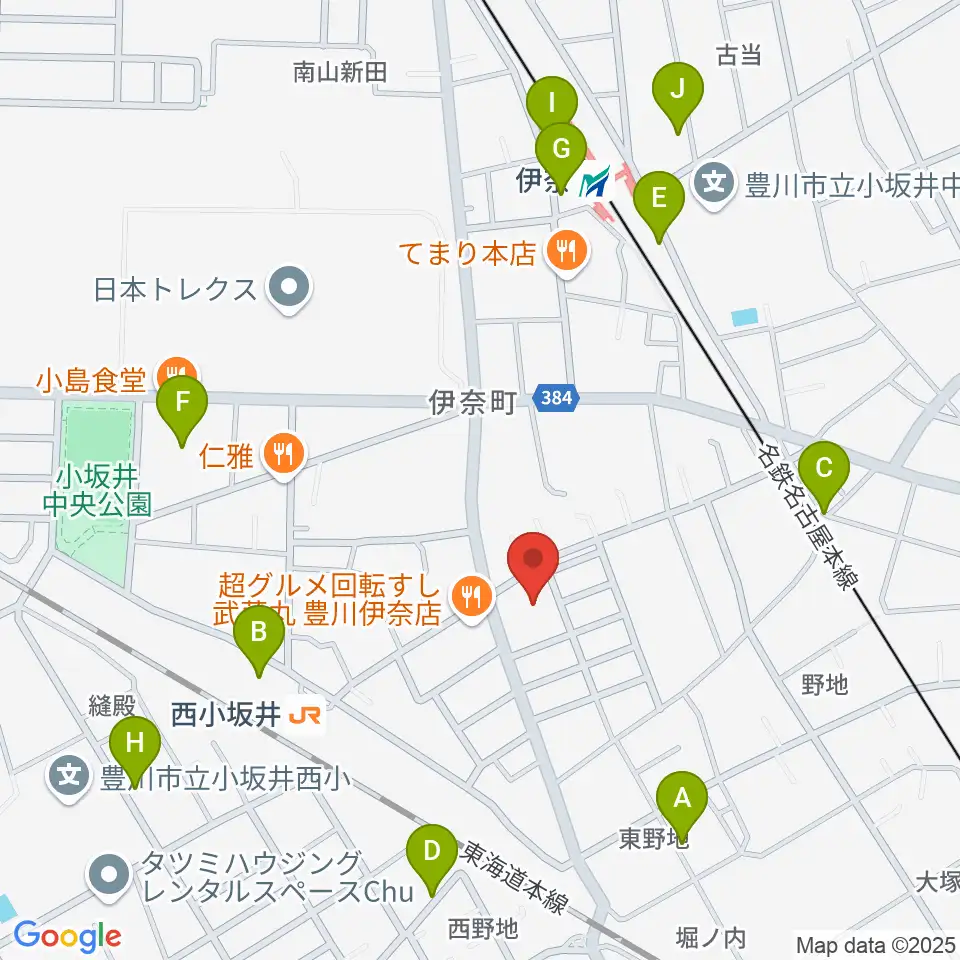 豊川市小坂井文化会館フロイデンホール周辺の駐車場・コインパーキング一覧地図