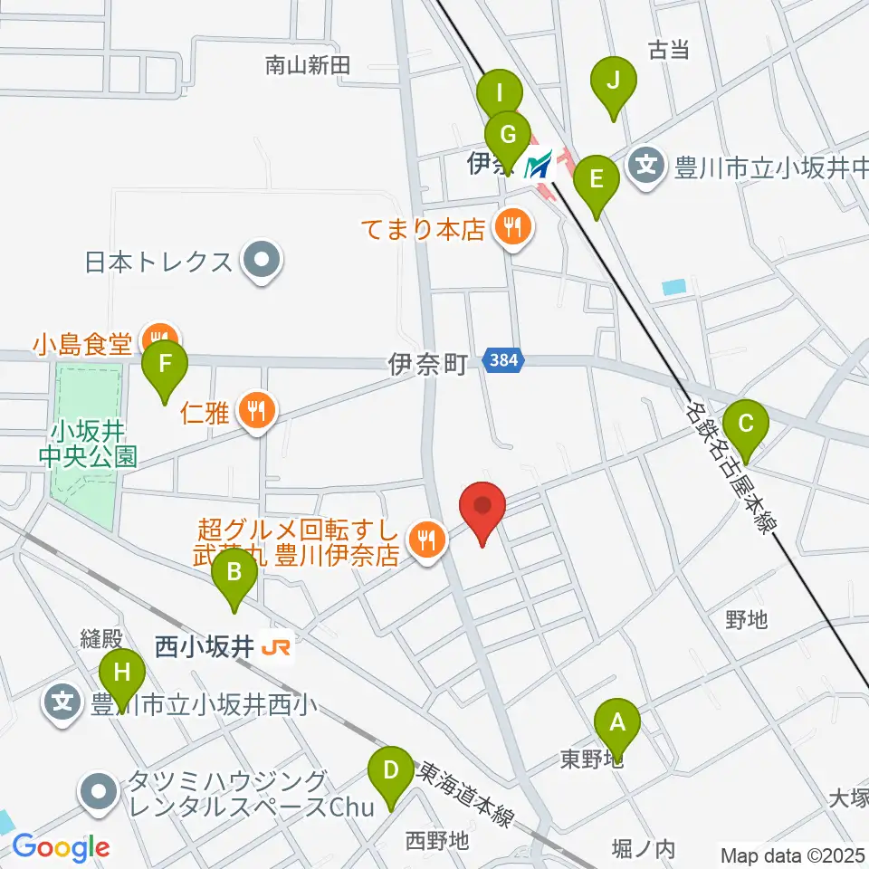 豊川市小坂井文化会館フロイデンホール周辺の駐車場・コインパーキング一覧地図
