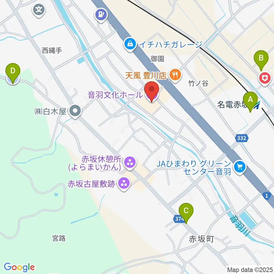 豊川市音羽文化ホール ウィンディアホール周辺の駐車場・コインパーキング一覧地図