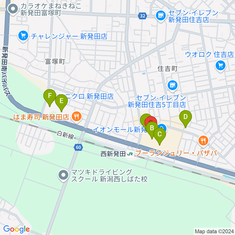 あぽろんイオンモール新発田店周辺の駐車場・コインパーキング一覧地図