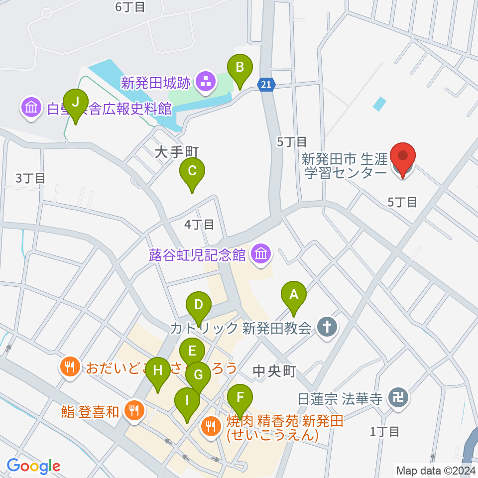 新発田市生涯学習センター周辺の駐車場・コインパーキング一覧地図