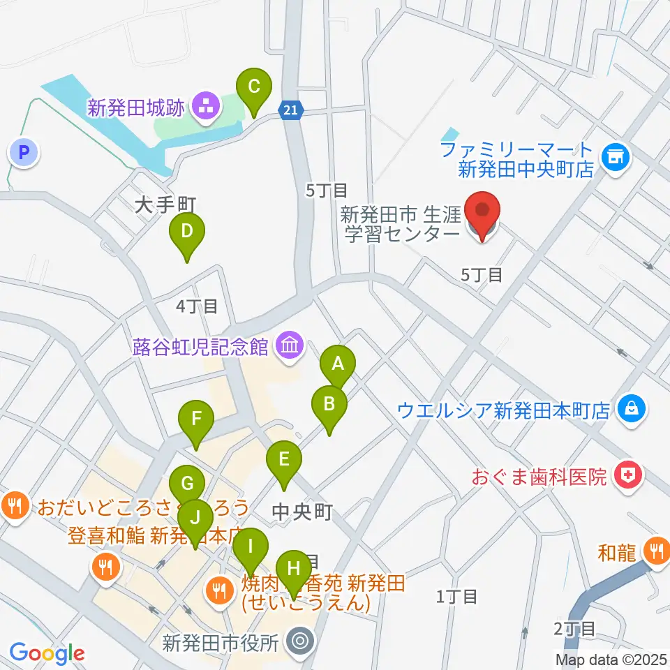 新発田市生涯学習センター周辺の駐車場・コインパーキング一覧地図
