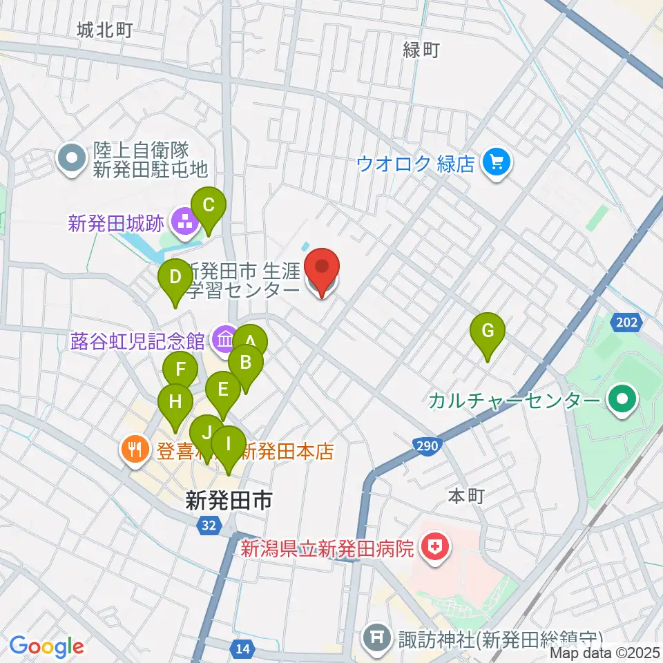 新発田市生涯学習センター周辺の駐車場・コインパーキング一覧地図