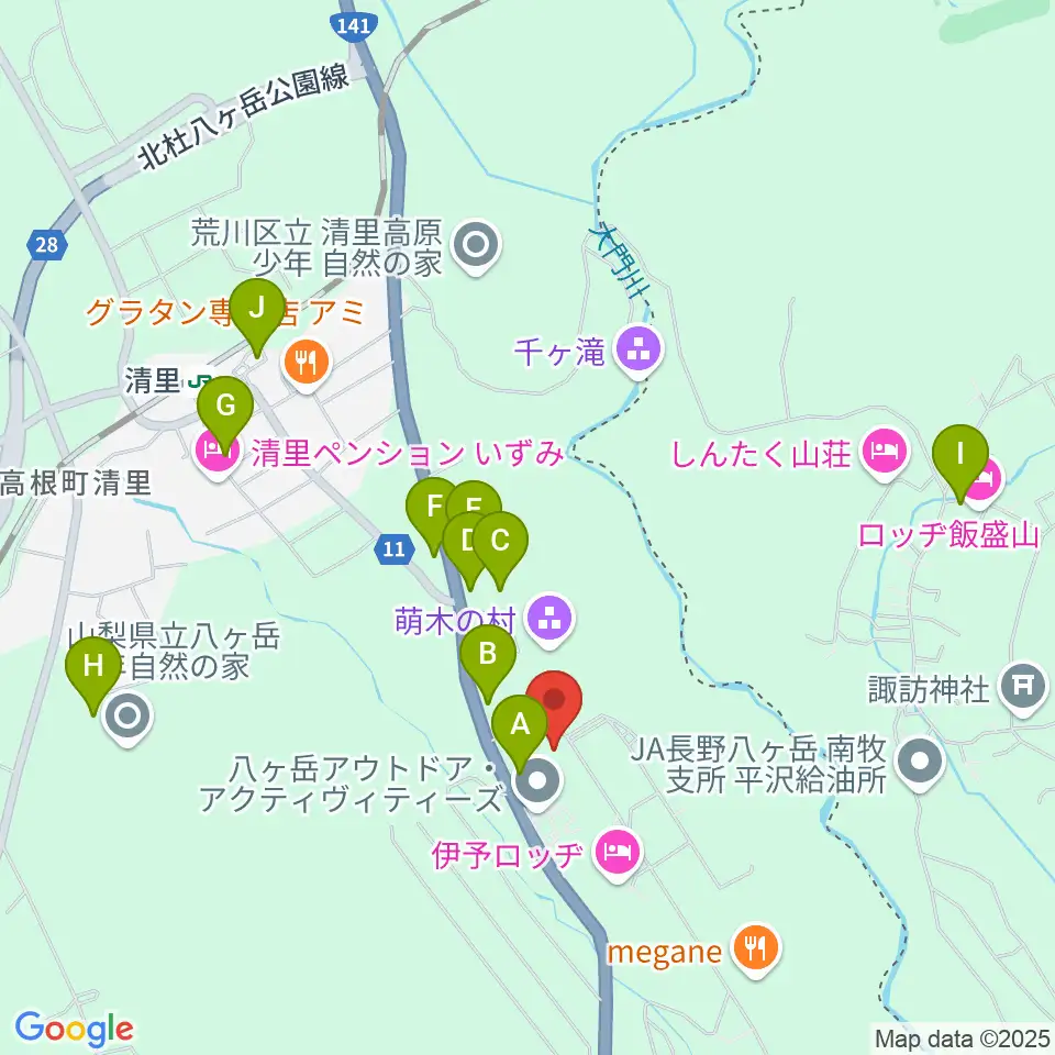 萌木の村オルゴール館ホール・オブ・ホールズ周辺の駐車場・コインパーキング一覧地図
