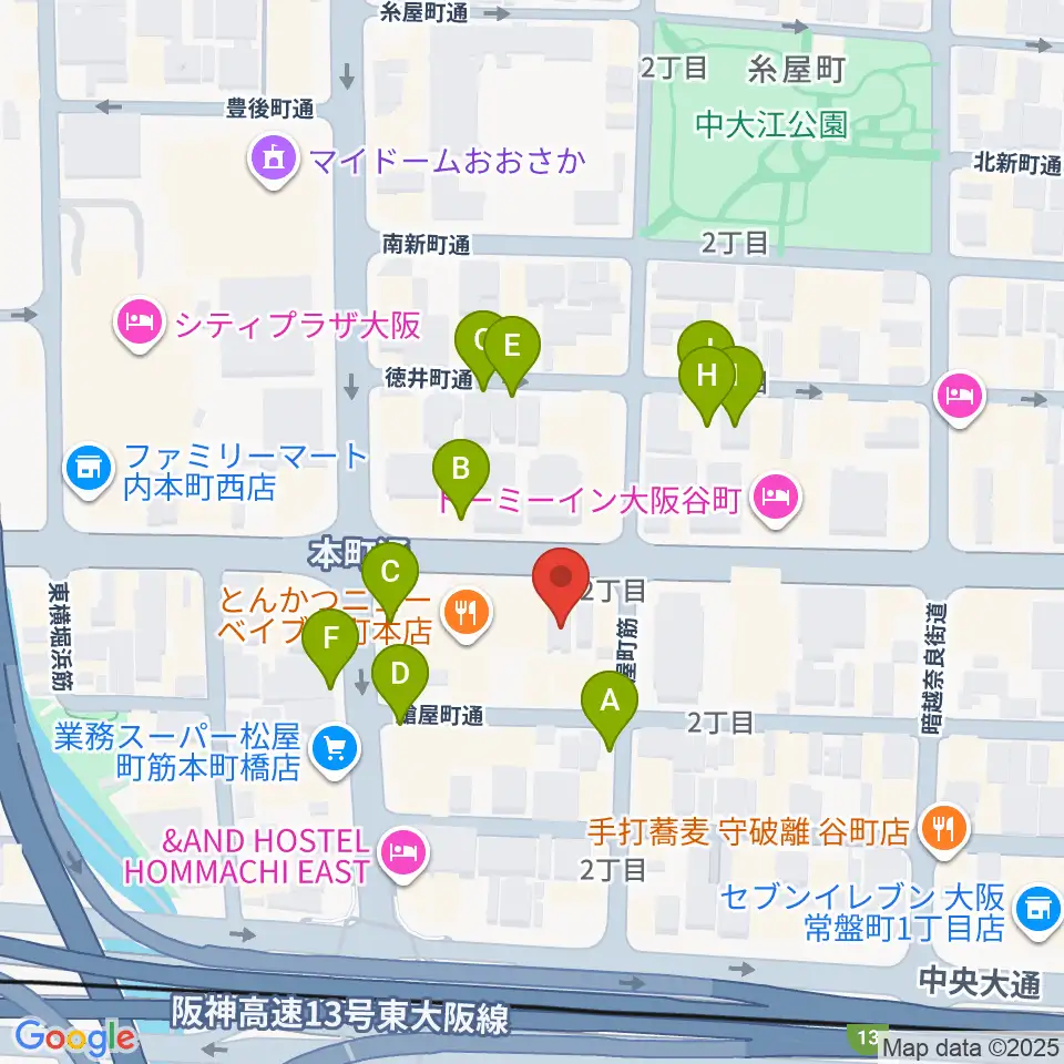 ムジークシューレ大阪周辺の駐車場・コインパーキング一覧地図