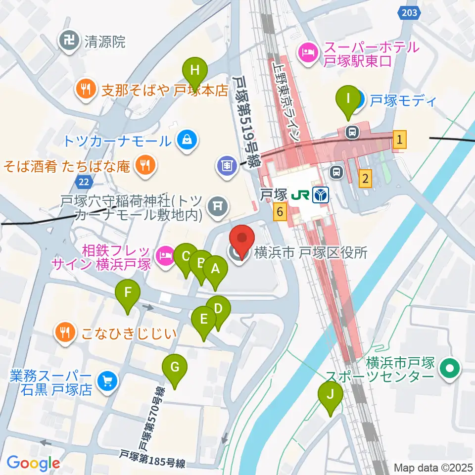 戸塚区民文化センターさくらプラザ周辺の駐車場・コインパーキング一覧地図