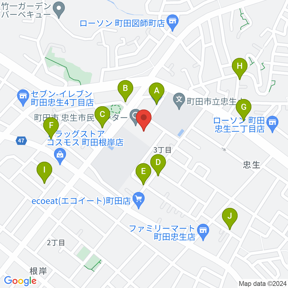 忠生市民センター周辺の駐車場・コインパーキング一覧地図