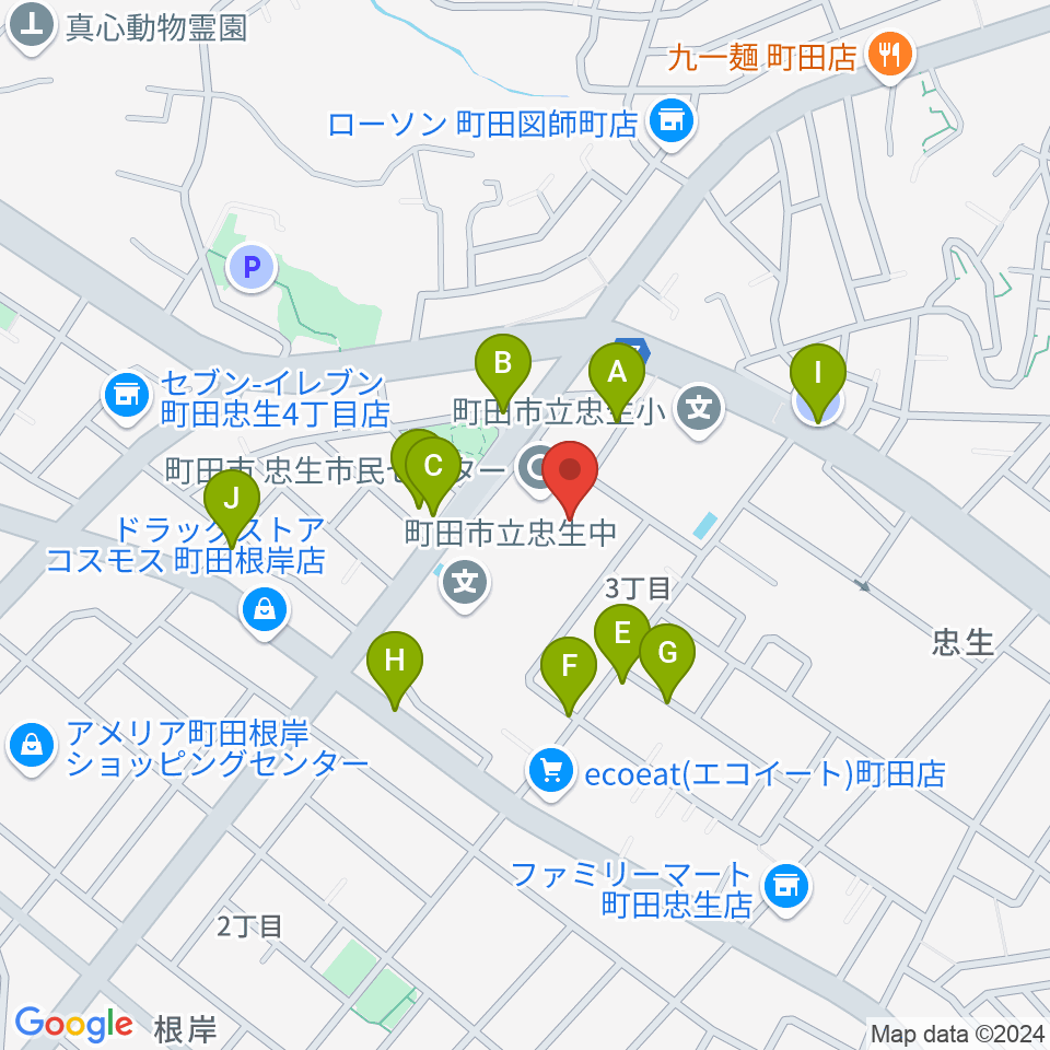 忠生市民センター周辺の駐車場・コインパーキング一覧地図