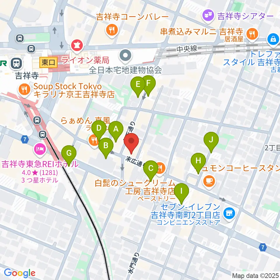 吉祥寺MANDA-LA2周辺の駐車場・コインパーキング一覧地図