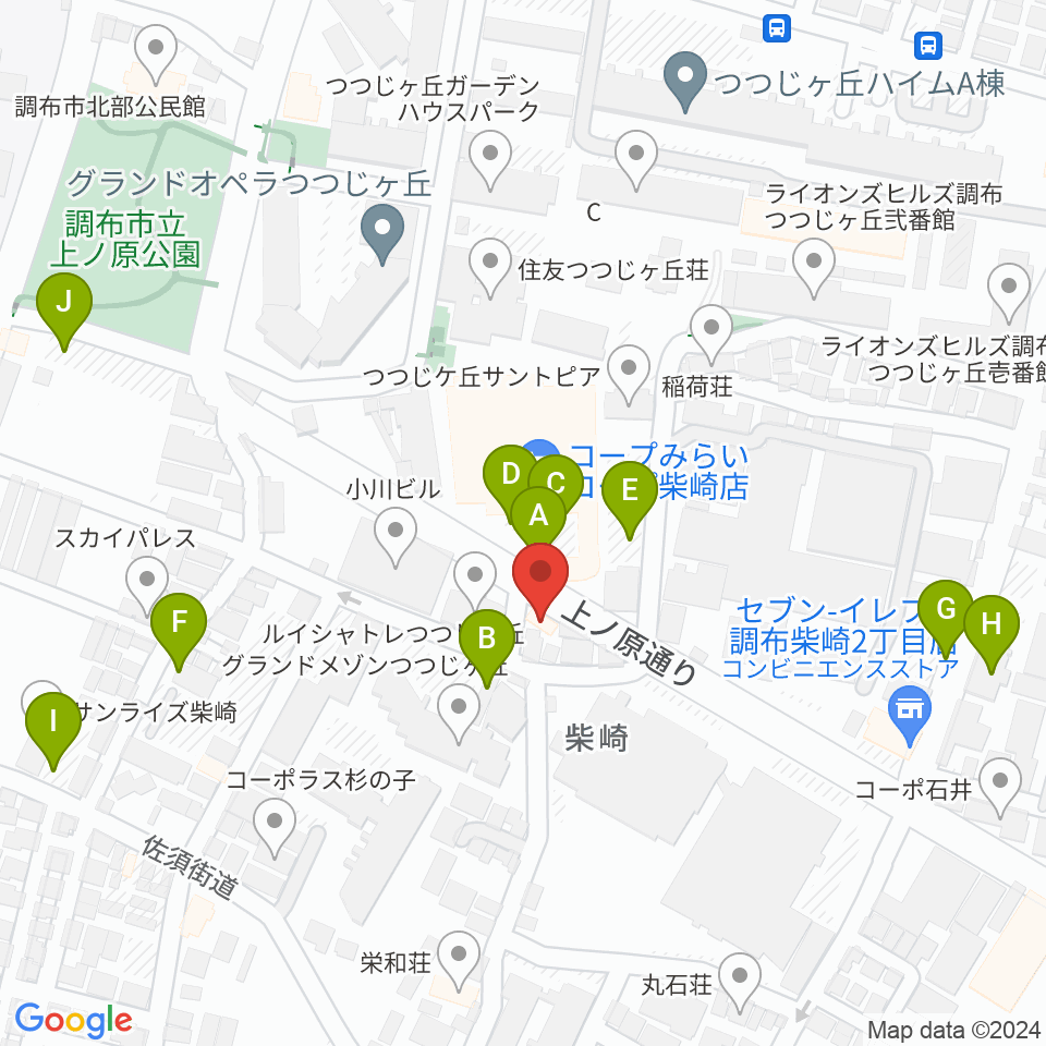 ユリミュージックキャンパス調布柴崎教室周辺の駐車場・コインパーキング一覧地図