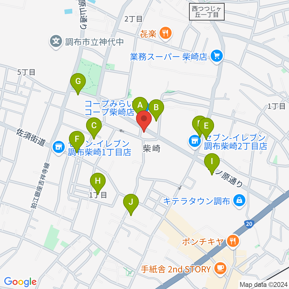 ユリミュージックキャンパス調布柴崎教室周辺の駐車場・コインパーキング一覧地図