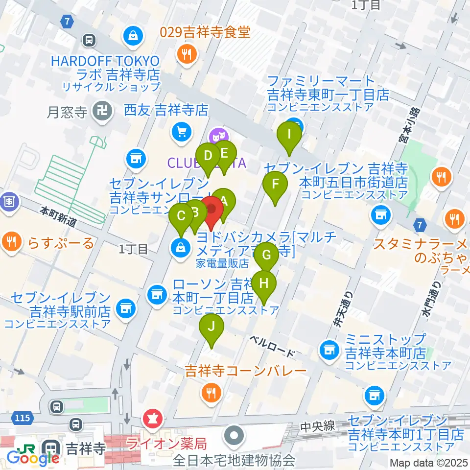 吉祥寺スターパインズカフェ周辺の駐車場・コインパーキング一覧地図