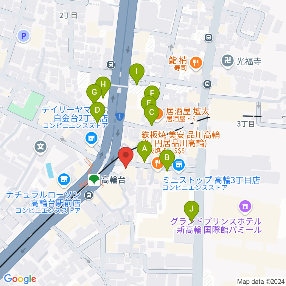 スタジオベイド高輪店周辺の駐車場・コインパーキング一覧地図