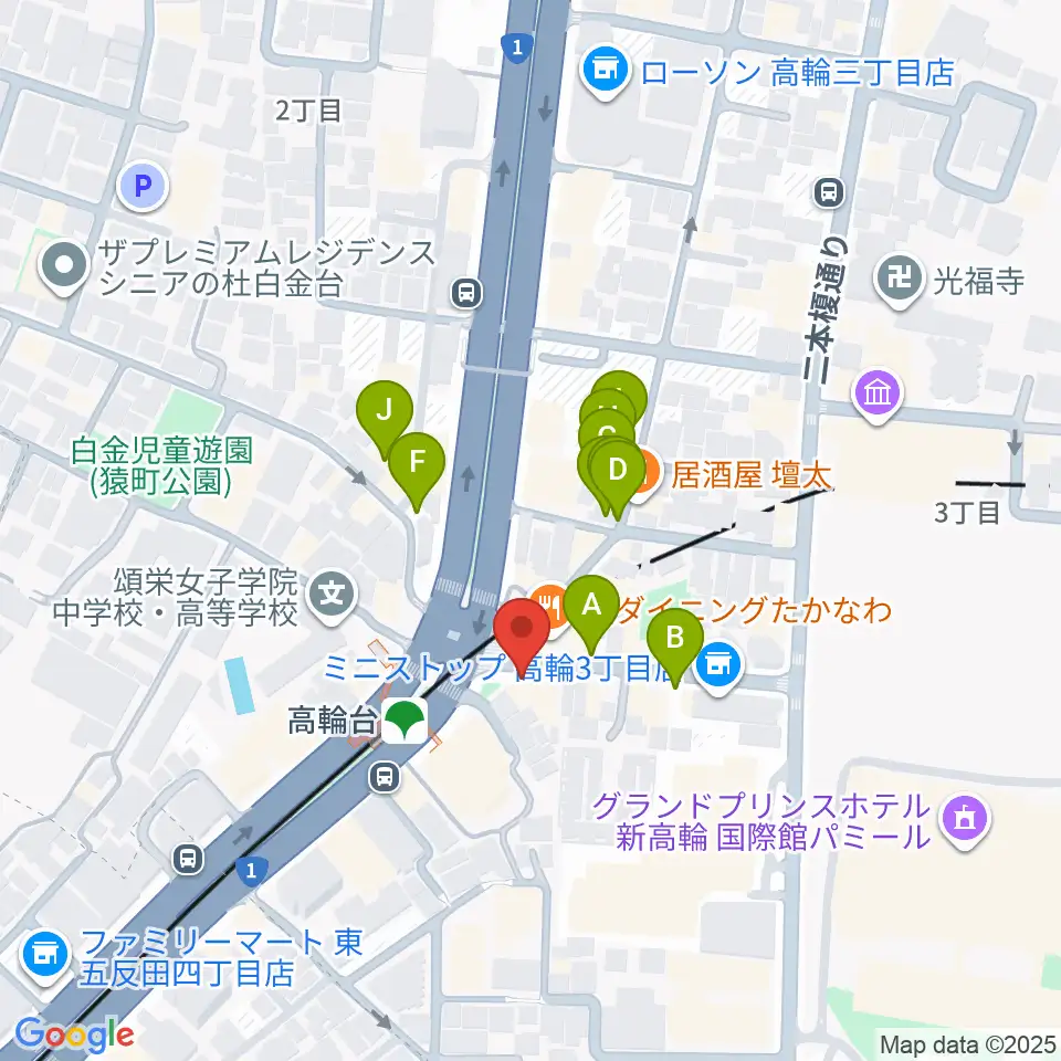 スタジオベイド高輪店周辺の駐車場・コインパーキング一覧地図