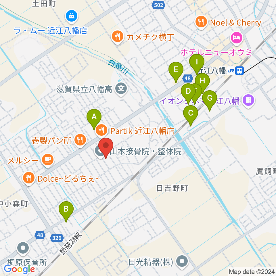 近江八幡YUGEYA周辺の駐車場・コインパーキング一覧地図