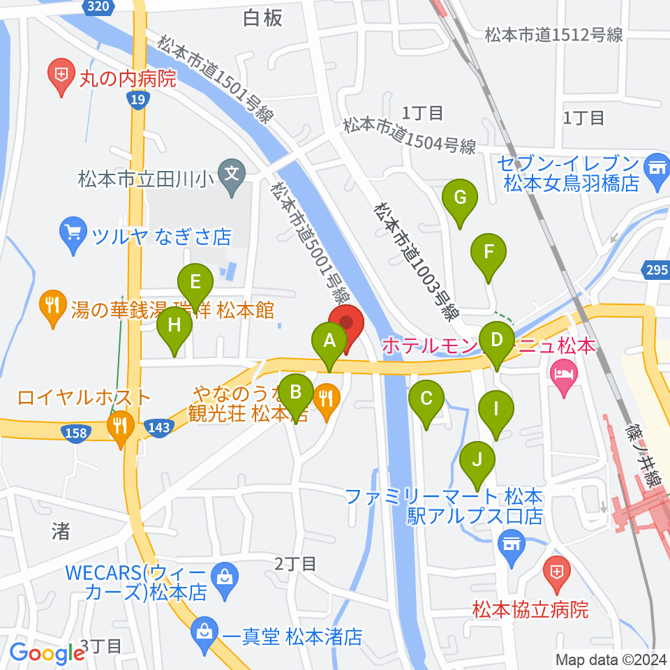 シェリーミュージックスクール松本校周辺の駐車場・コインパーキング一覧地図