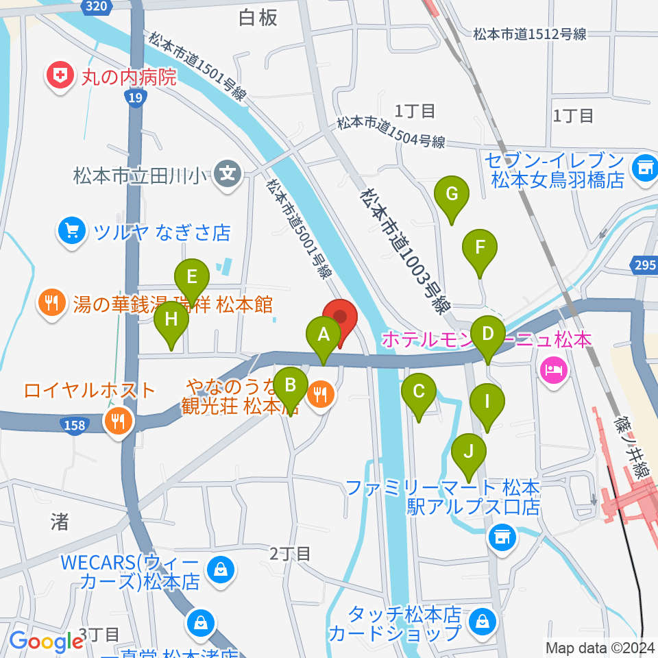 シェリーミュージックスクール松本校周辺の駐車場・コインパーキング一覧地図