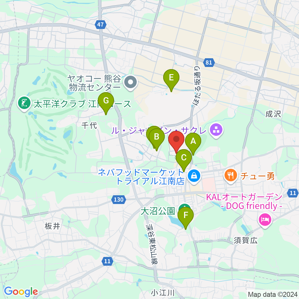 江南総合文化会館ピピア周辺の駐車場・コインパーキング一覧地図