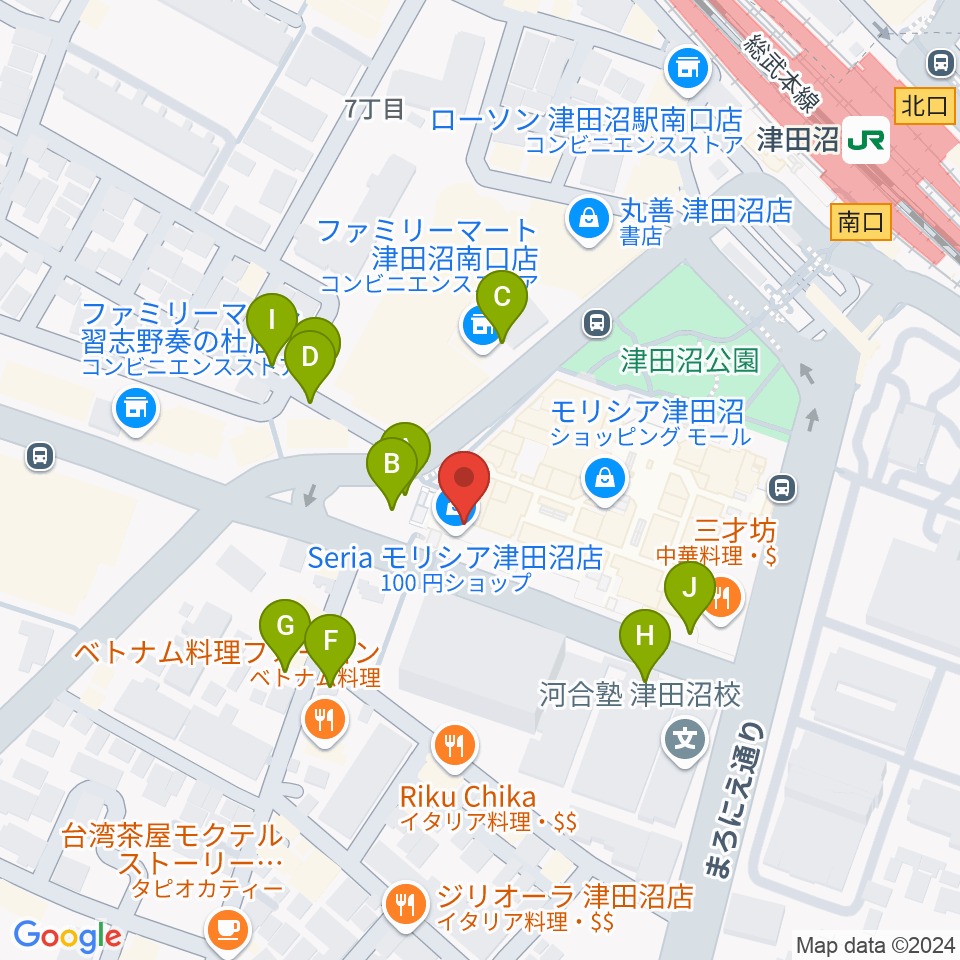 モリシアホール周辺の駐車場・コインパーキング一覧地図