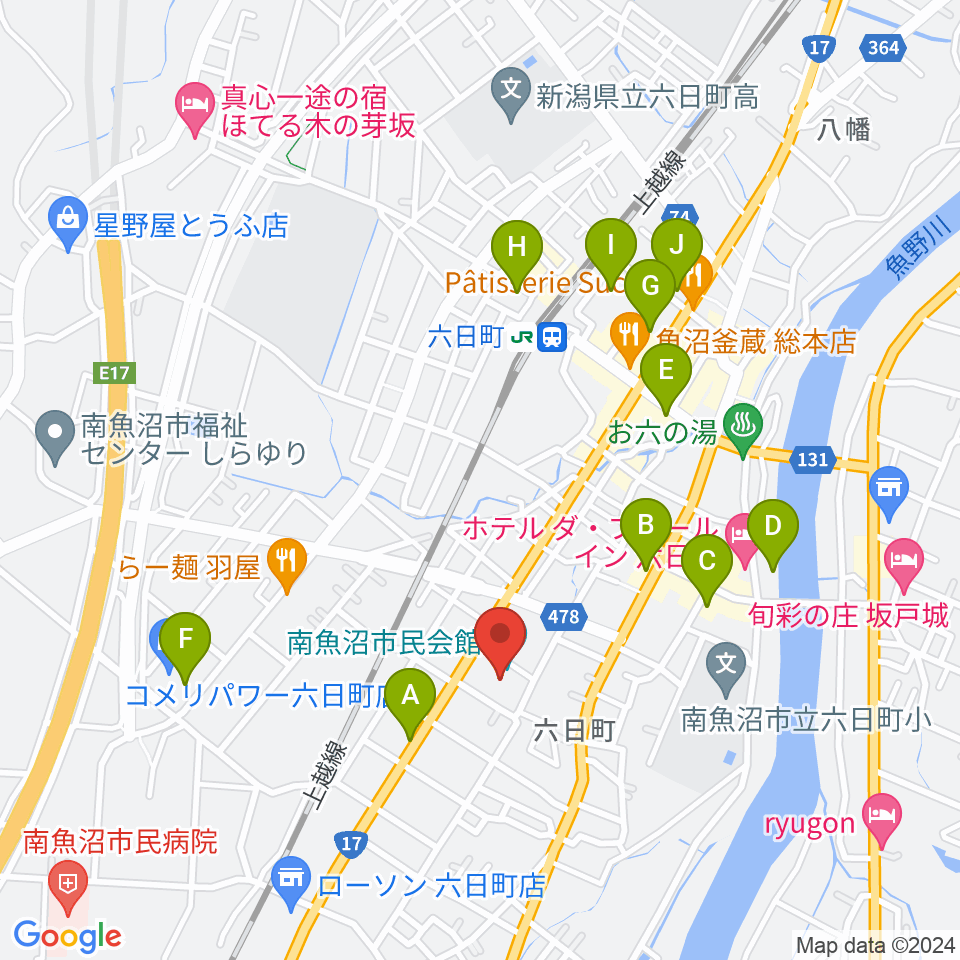 南魚沼市民会館周辺の駐車場・コインパーキング一覧地図