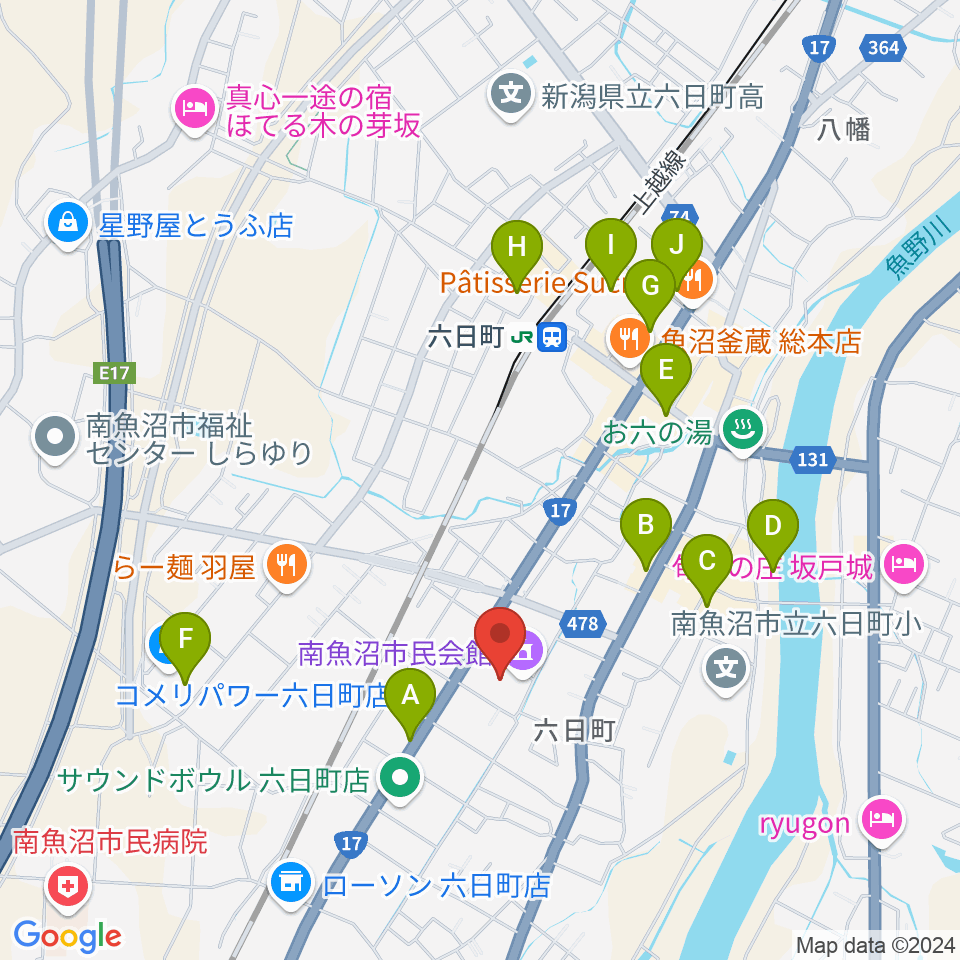 南魚沼市民会館周辺の駐車場・コインパーキング一覧地図