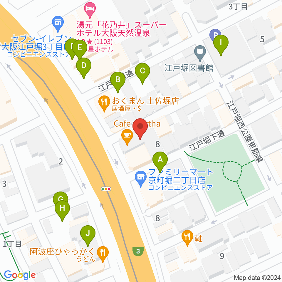 阿波座マーサ周辺の駐車場・コインパーキング一覧地図