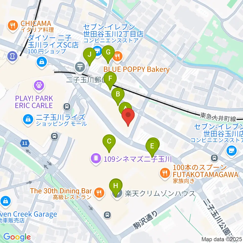 二子玉川オーキッドミュージックサロン周辺の駐車場・コインパーキング一覧地図