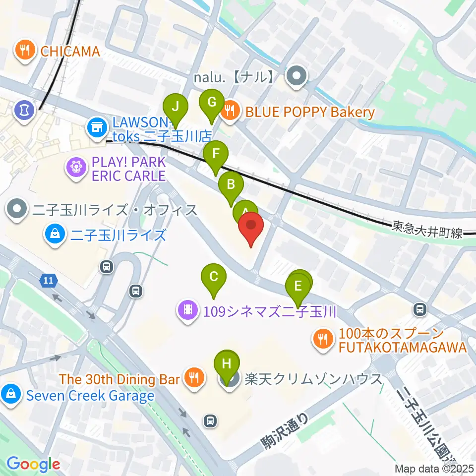 二子玉川オーキッドミュージックサロン周辺の駐車場・コインパーキング一覧地図