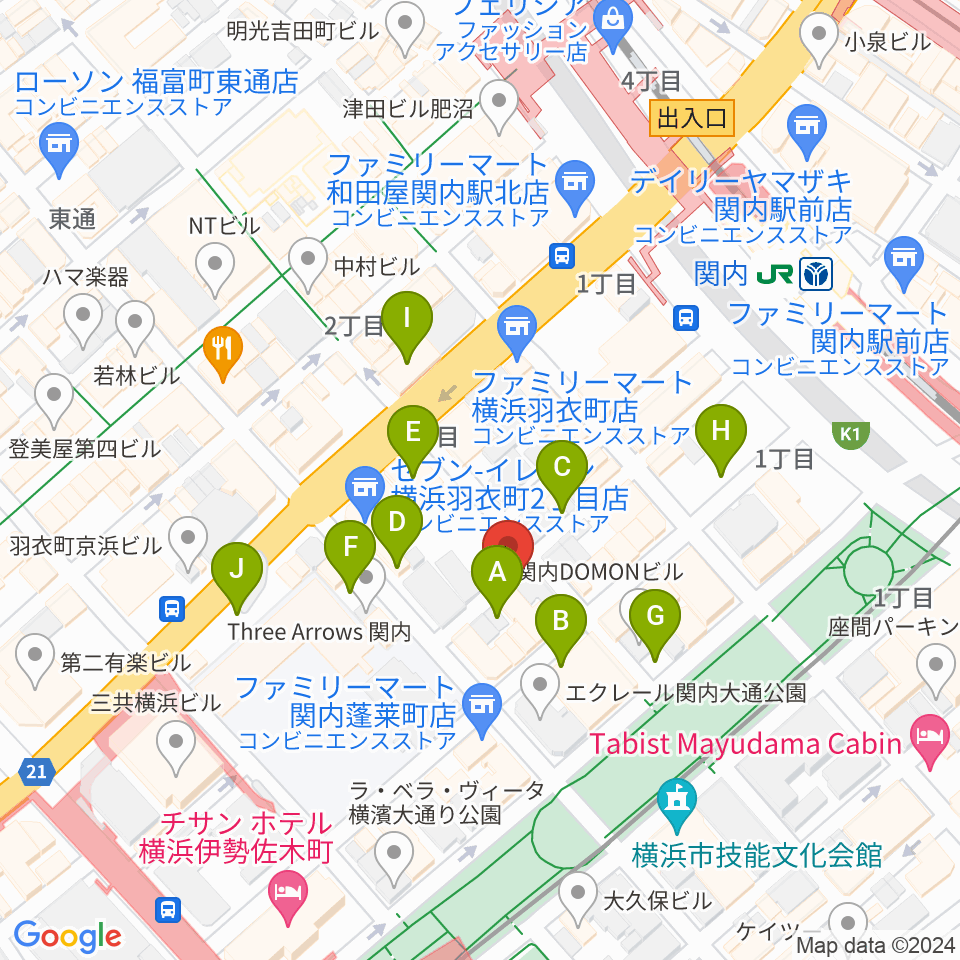 横浜バロック関内サロン周辺の駐車場・コインパーキング一覧地図