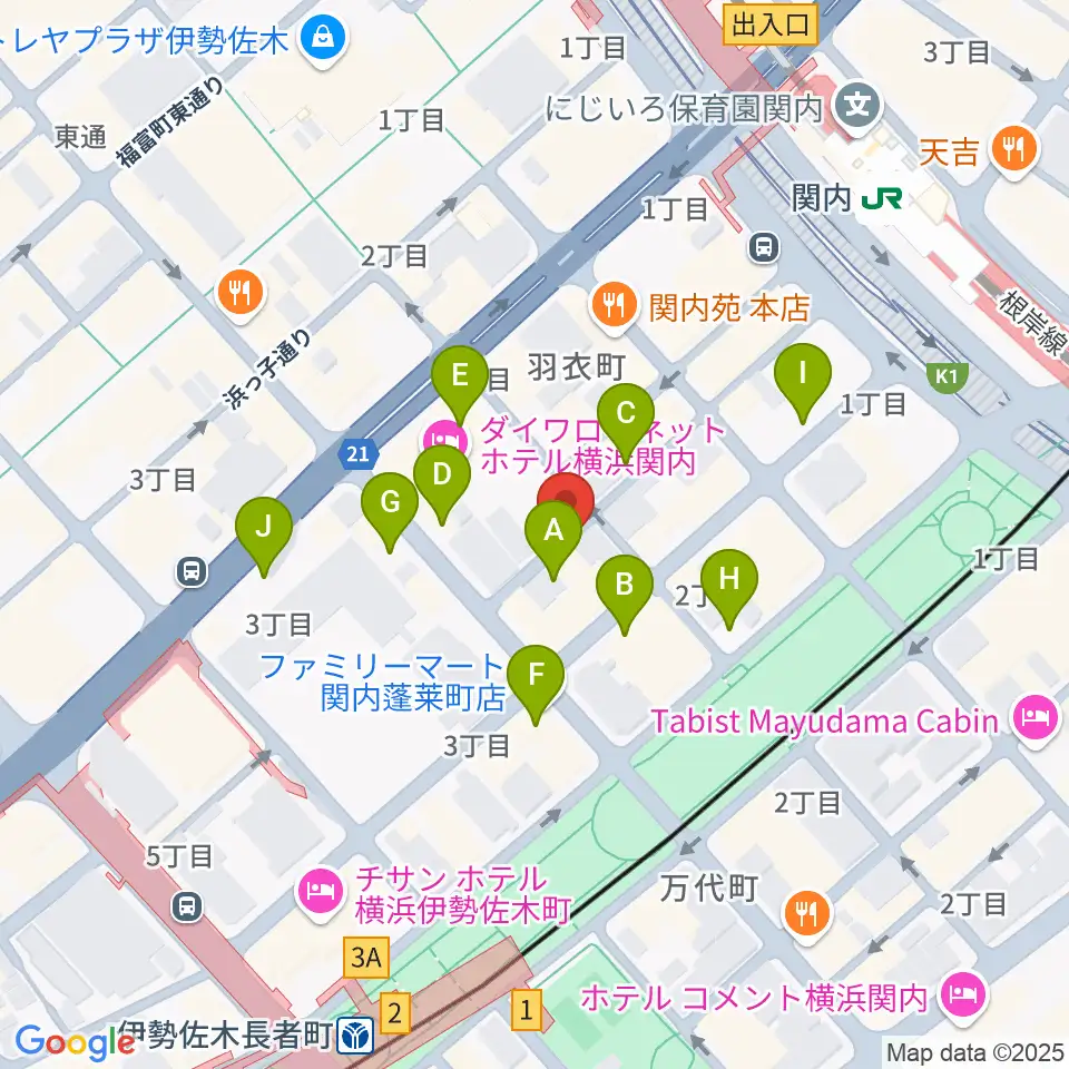横浜バロック関内サロン周辺の駐車場・コインパーキング一覧地図