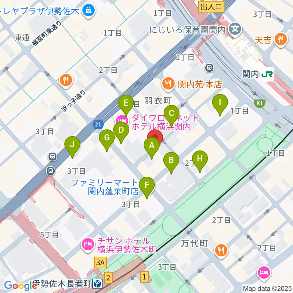 横浜バロック関内サロン周辺の駐車場・コインパーキング一覧地図