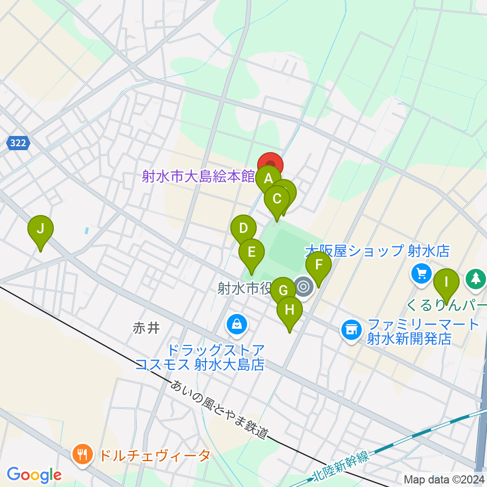 射水市大島絵本館周辺の駐車場・コインパーキング一覧地図