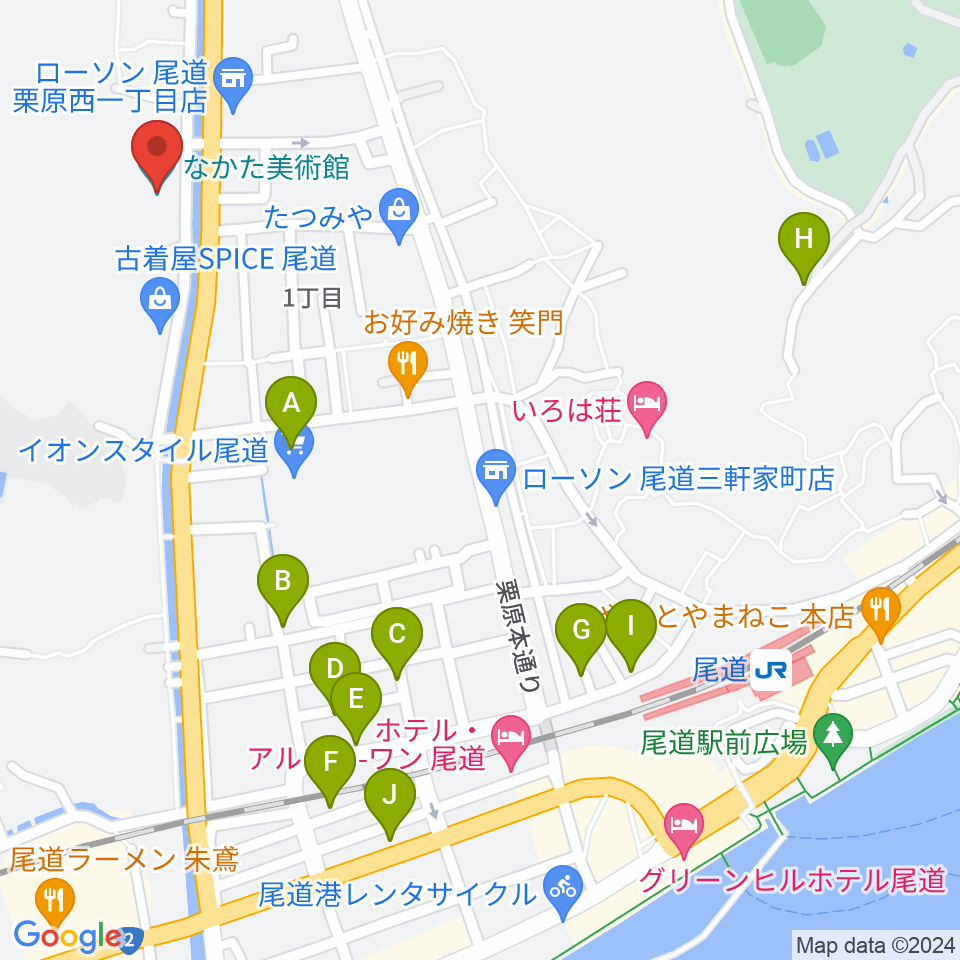 なかた美術館周辺の駐車場・コインパーキング一覧地図