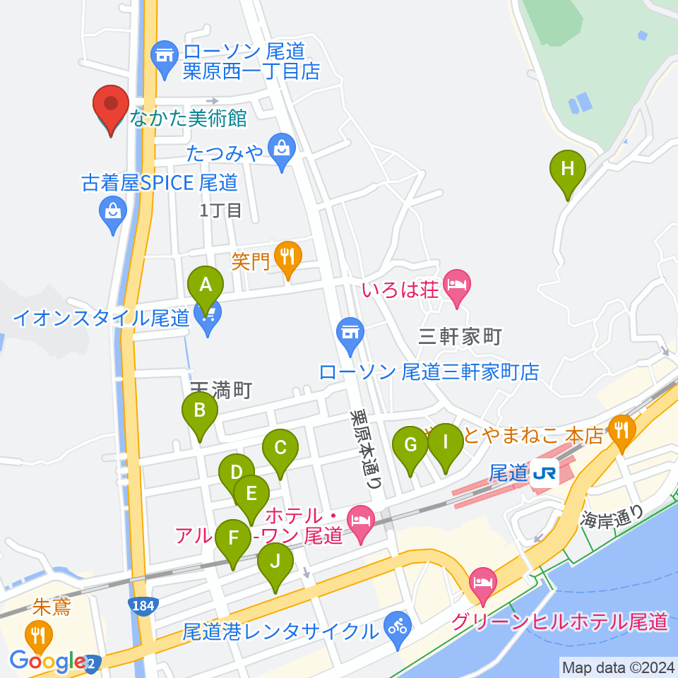 なかた美術館周辺の駐車場・コインパーキング一覧地図