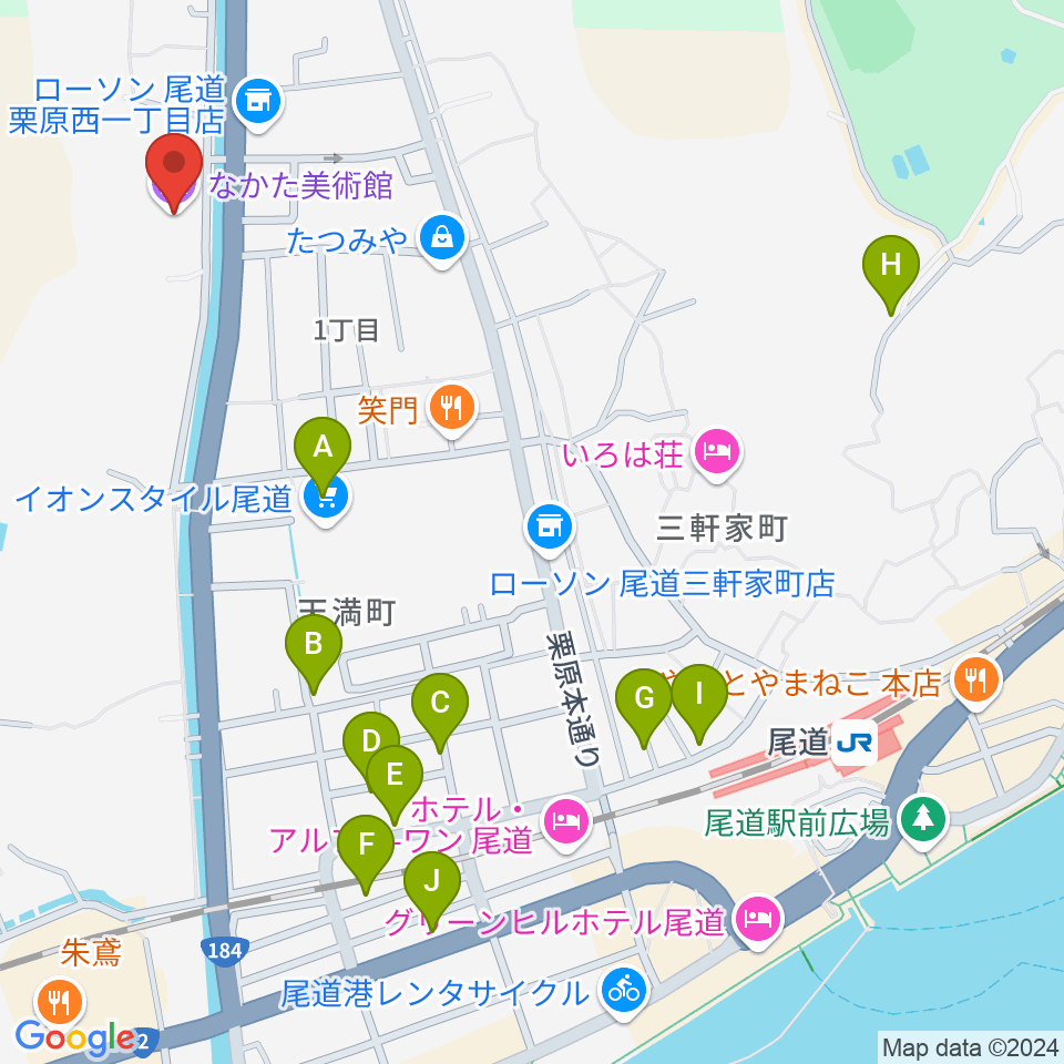 なかた美術館周辺の駐車場・コインパーキング一覧地図